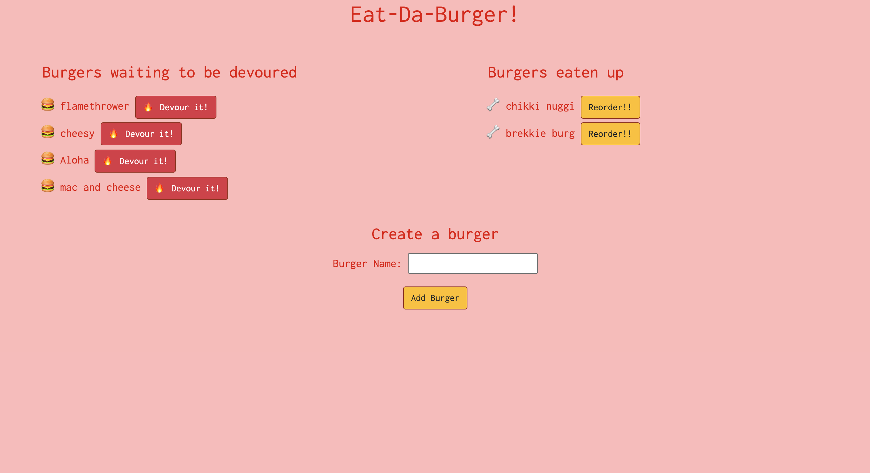 Burger Tracker app screenshot